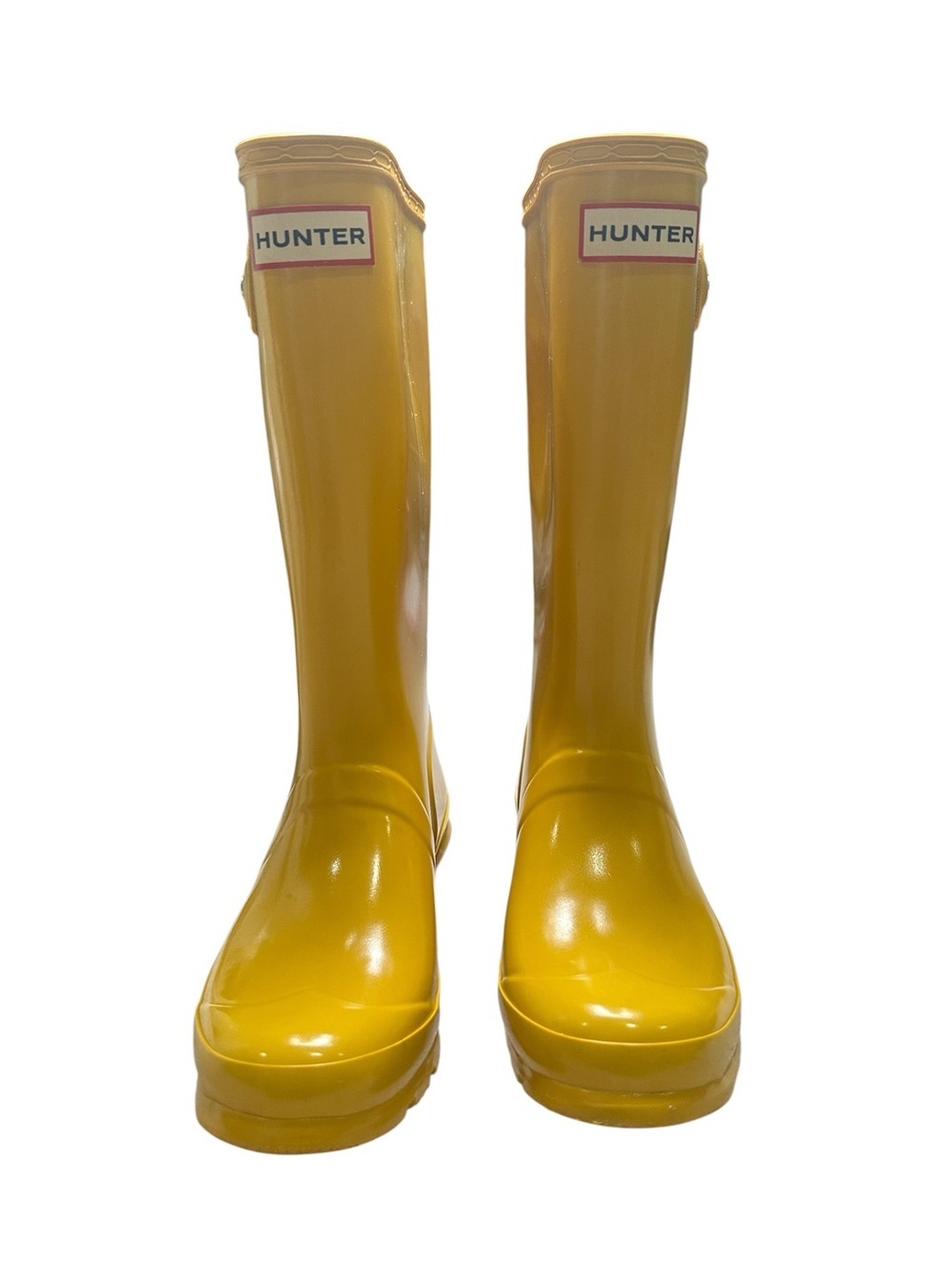 Hunter Kids Size 2B/3G Original Tall Glossy Yellow Rubber Rain Boots - Picture 2 of 12